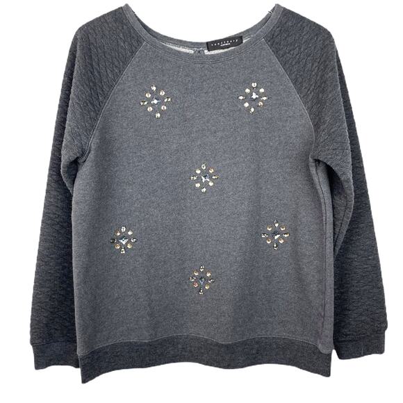 Sanctuary Embellished Quilted Sweatshirt Sz S - Picture 1 of 4